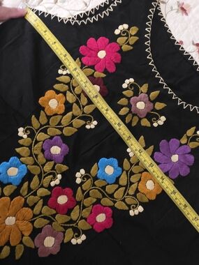 Black HandEmbroidered Floral Tunic with Multicolor Flowers